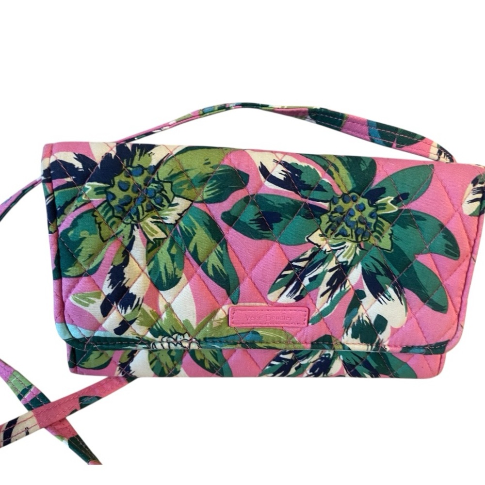 Vera Bradley Bag tropical Wristlet Clutch Shoulder Crossbody Floral Pink - Picture 3 of 13